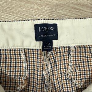 J. Crew Kelsey Pant in Tan and White Plaid